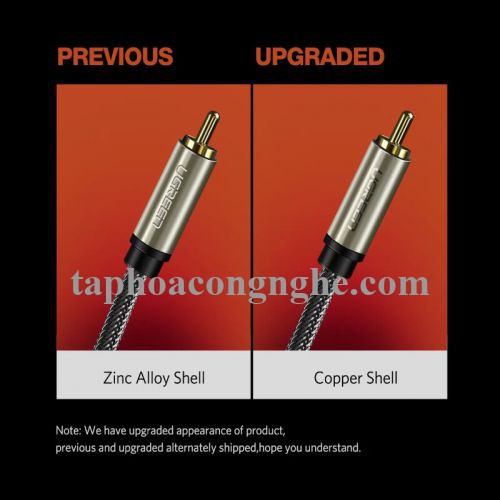 Ugreen 20742 10M màu Xám Cáp âm thanh bông sen Coaxial cao cấp AV133 30020742
